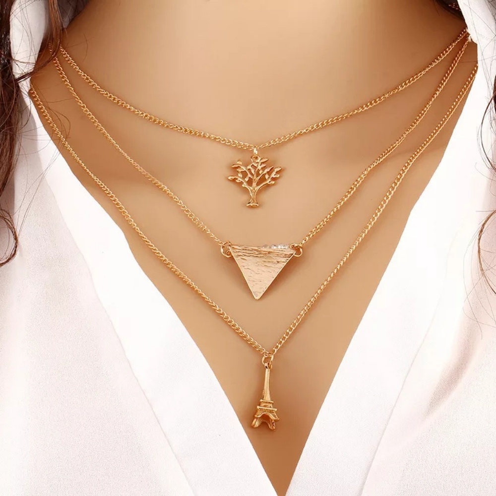 Dainty boho gold layered necklace